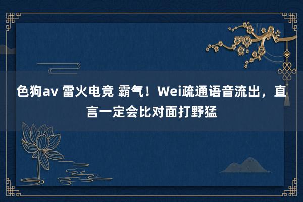 色狗av 雷火电竞 霸气！Wei疏通语音流出，直言一定会比对面打野猛