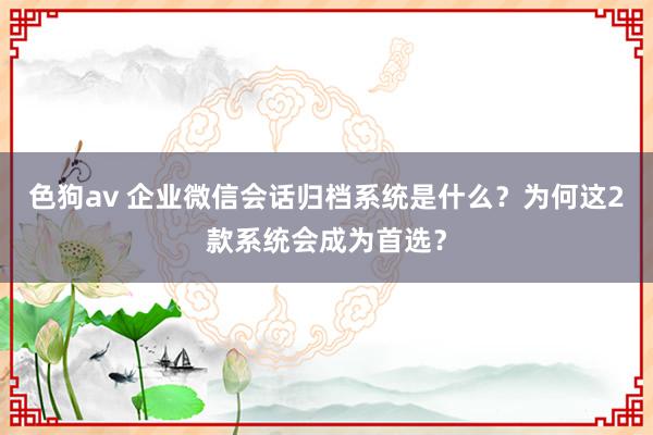 色狗av 企业微信会话归档系统是什么？为何这2款系统会成为首选？