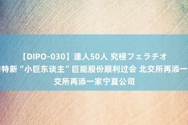 【DIPO-030】達人50人 究極フェラチオ 国度级专精特新“小巨东谈主”巨能股份顺利过会 北交所再添一家宁夏公司