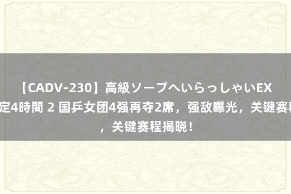 【CADV-230】高級ソープへいらっしゃいEX 巨乳限定4時間 2 国乒女团4强再夺2席，强敌曝光，关键赛程揭晓！