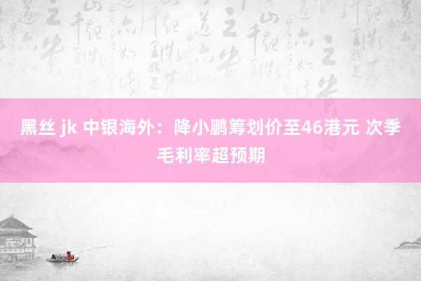 黑丝 jk 中银海外：降小鹏筹划价至46港元 次季毛利率超预期