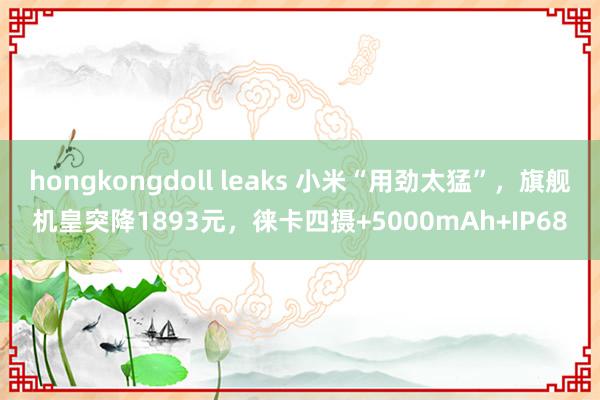 hongkongdoll leaks 小米“用劲太猛”，旗舰机皇突降1893元，徕卡四摄+5000mAh+IP68