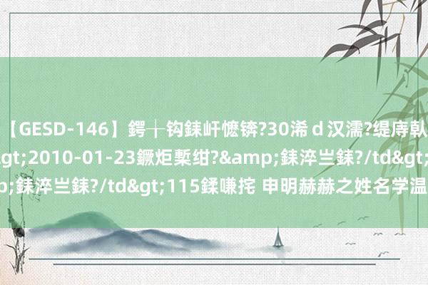 【GESD-146】鍔╁钩銇屽懡锛?30浠ｄ汉濡?缇庤倝銈傝笂銈?3浜?/a>2010-01-23鐝炬槧绀?&銇淬亗銇?/td>115鍒嗛挓 申明赫赫之姓名学温习尊府